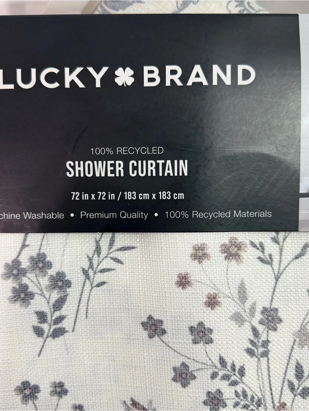 Lucky Brand Floral Printed Shower Curtain in Soft Taupe and Gray color 72x72